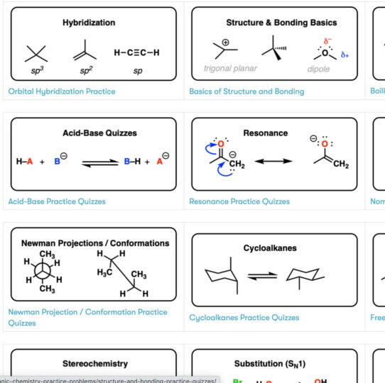 examples of organic chemistry practice problems in a number of different chapter areas such as stereochemistry, alkene reactions, and substitution reactions